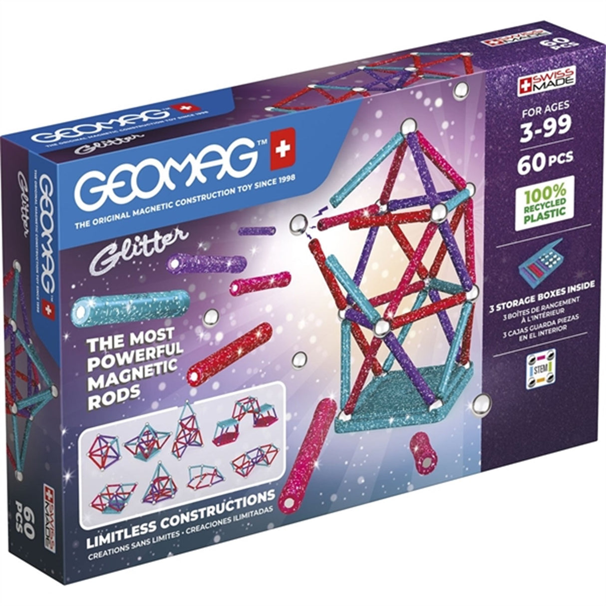 Geomag Glitter Recycled 60 pcs