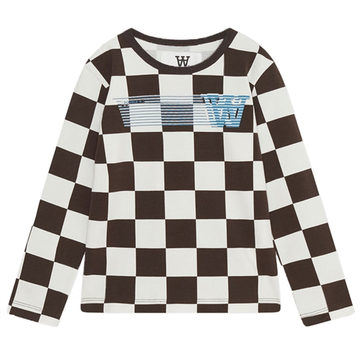 Wood Wood Off-White/Black Coffee Aop Kim Checkered Genser