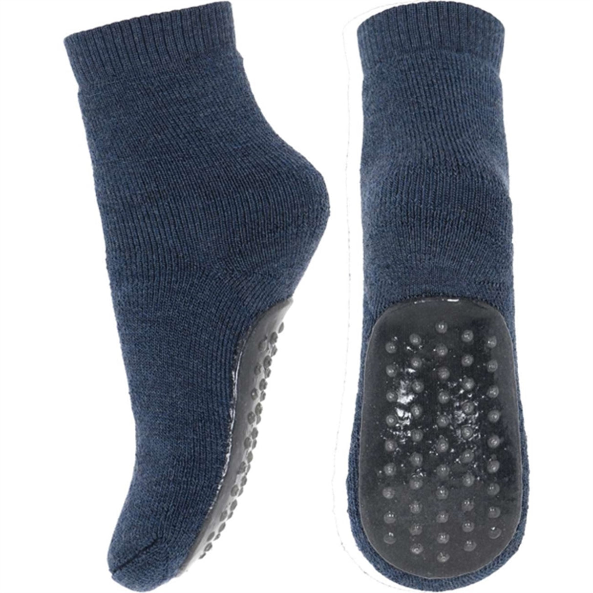 MP 79187 Wool/Cotton Strømper Med Anti-Slip 498 Dark Denim Melange