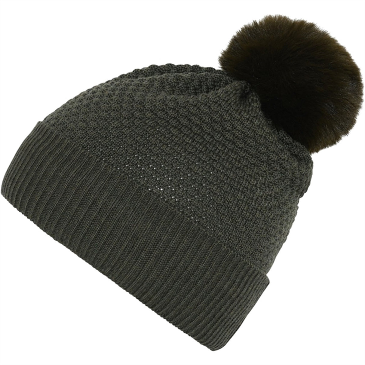 MP Danmark 97502 Oslo Ull Beanie - Fake Fur Dark Moss