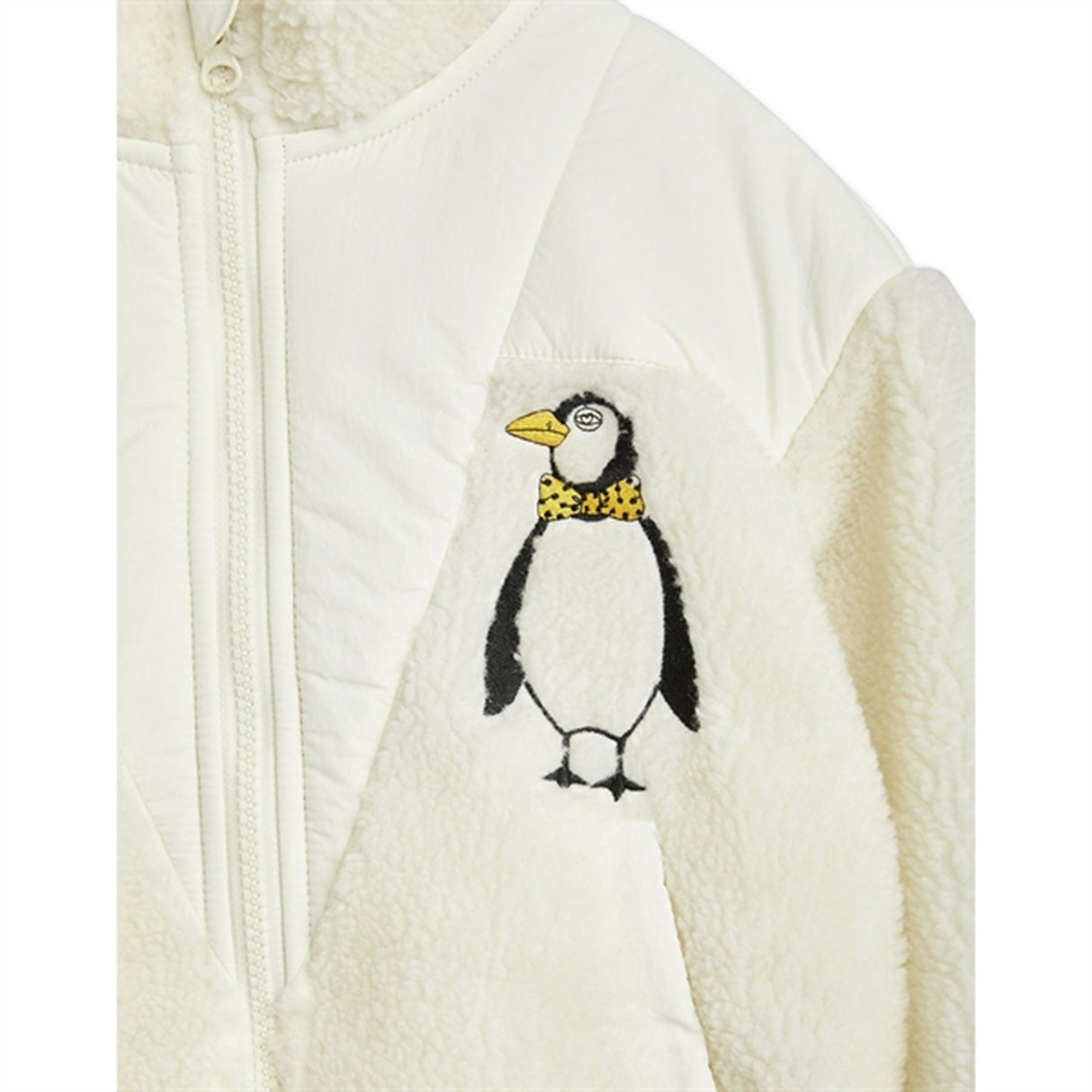 Mini Rodini Penguin Pile Zip Cardigan White 3