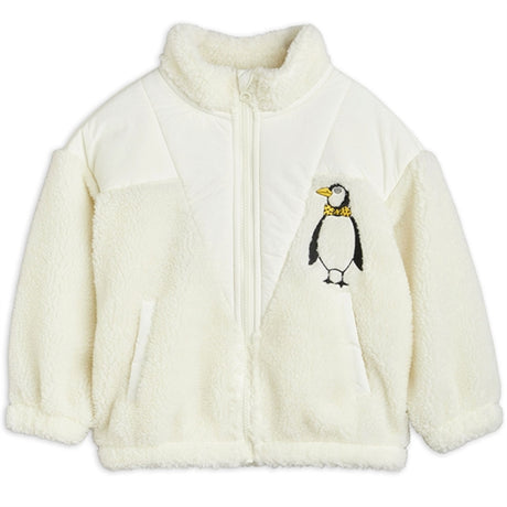 Mini Rodini Penguin Pile Zip Cardigan White