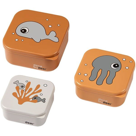 Done by Deer Snack Box Set 3-pack Sea Friends sennep / grå