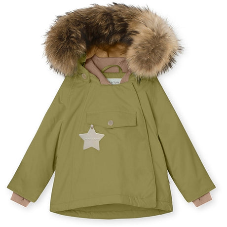 MINI A TURE Wang Fleece Fur Vinterjakke Mosstone