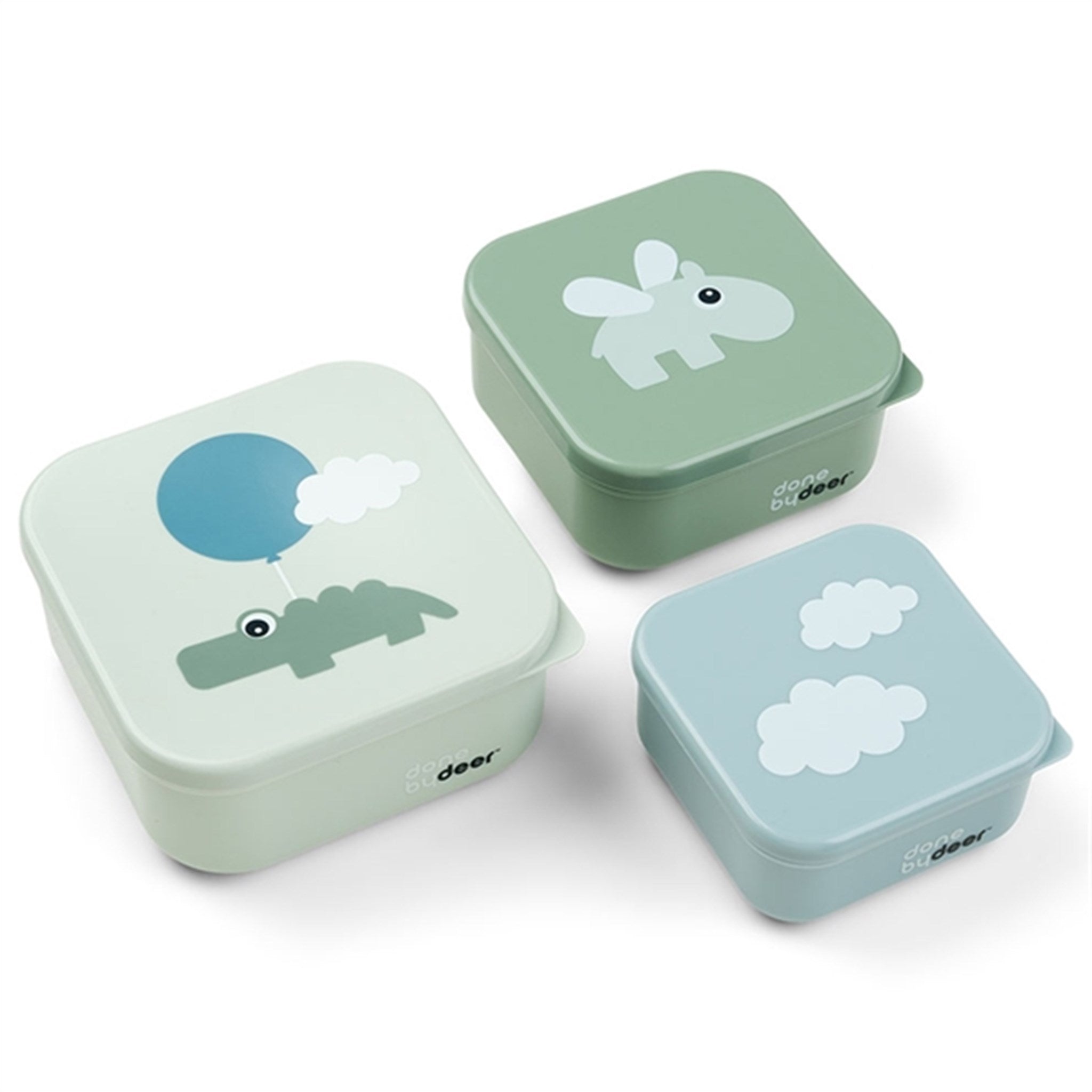 Done by Deer Snack Box Set 3-pack Happy Clouds Green