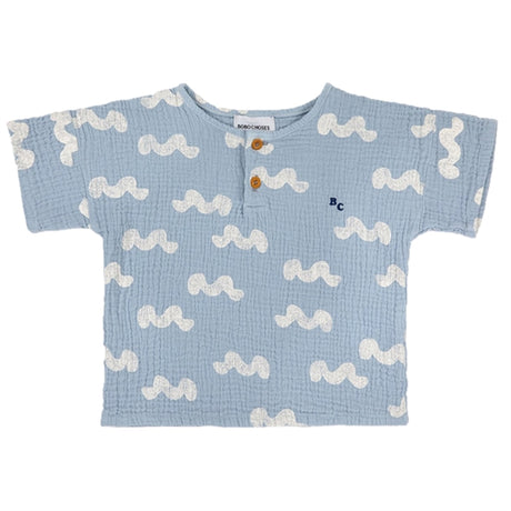 Bobo Choses Light Blue Waves All Over T-Shirt