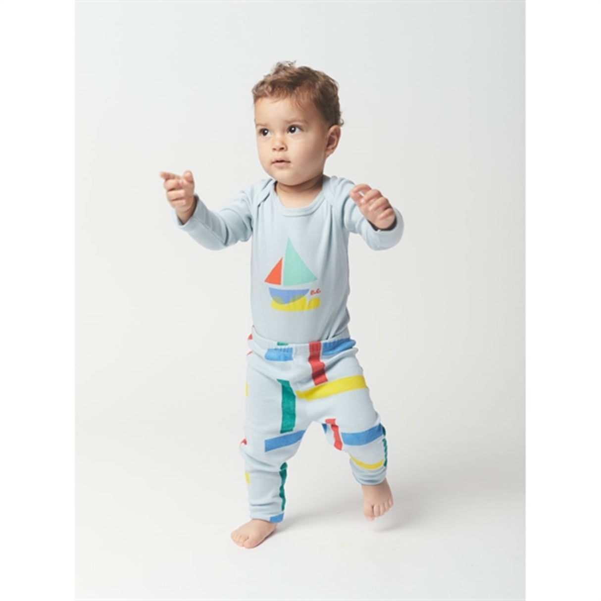 Bobo Choses Light Blue Multicolor Beacons All Over Leggings 3