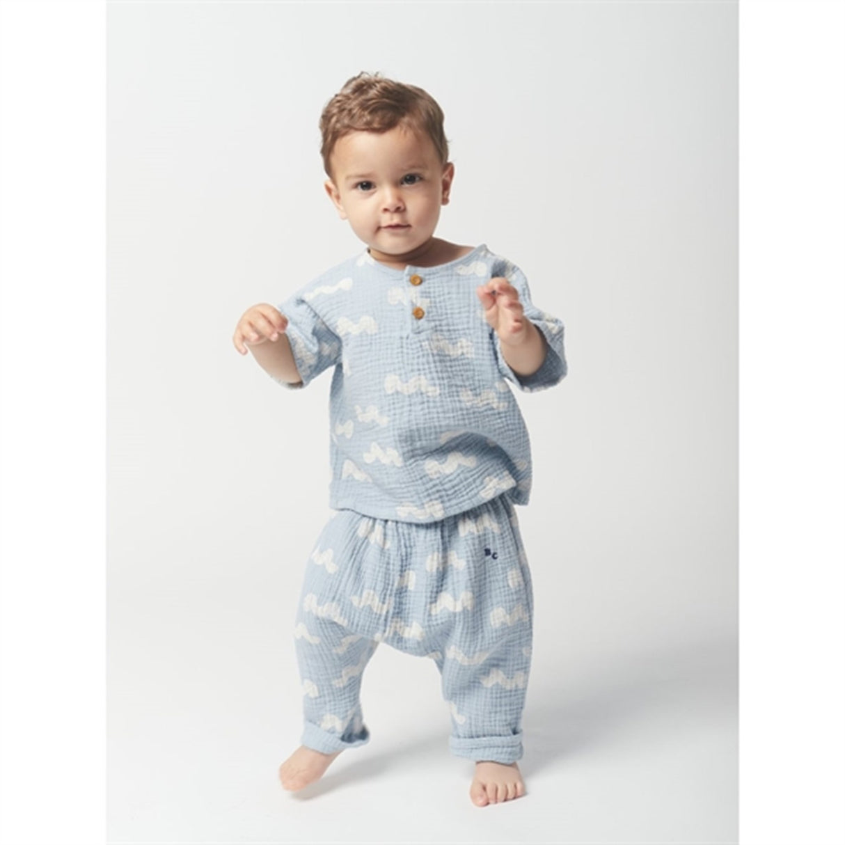 Bobo Choses Light Blue Waves All Over Bukser 3