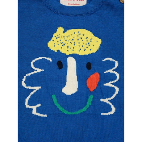 Bobo Choses Baby Happy Mask Jumper Round Neck Blue 2