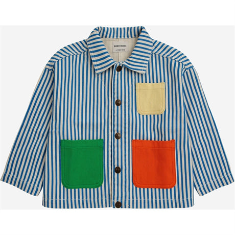 Bobo Choses Striped Color Block Denim Jakke Blue