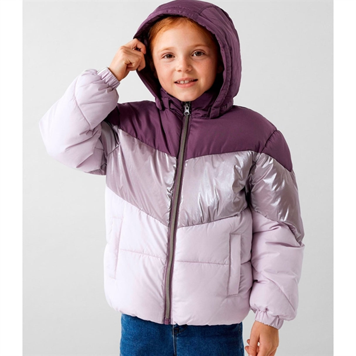 Name it Arctic Dusk Mille Puffer Jakke Block Foil Noos