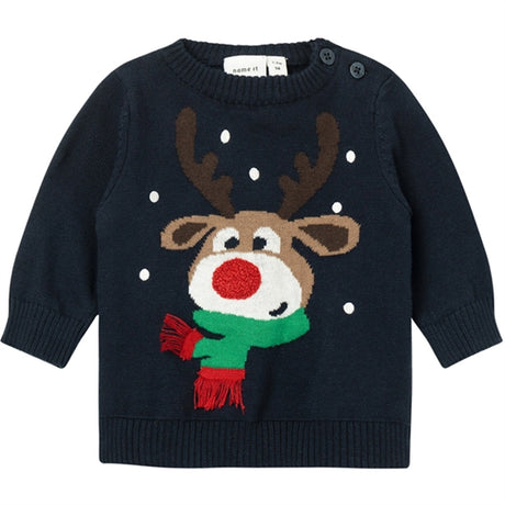 Name it Dark Sapphire Rodeer Strikket Genser