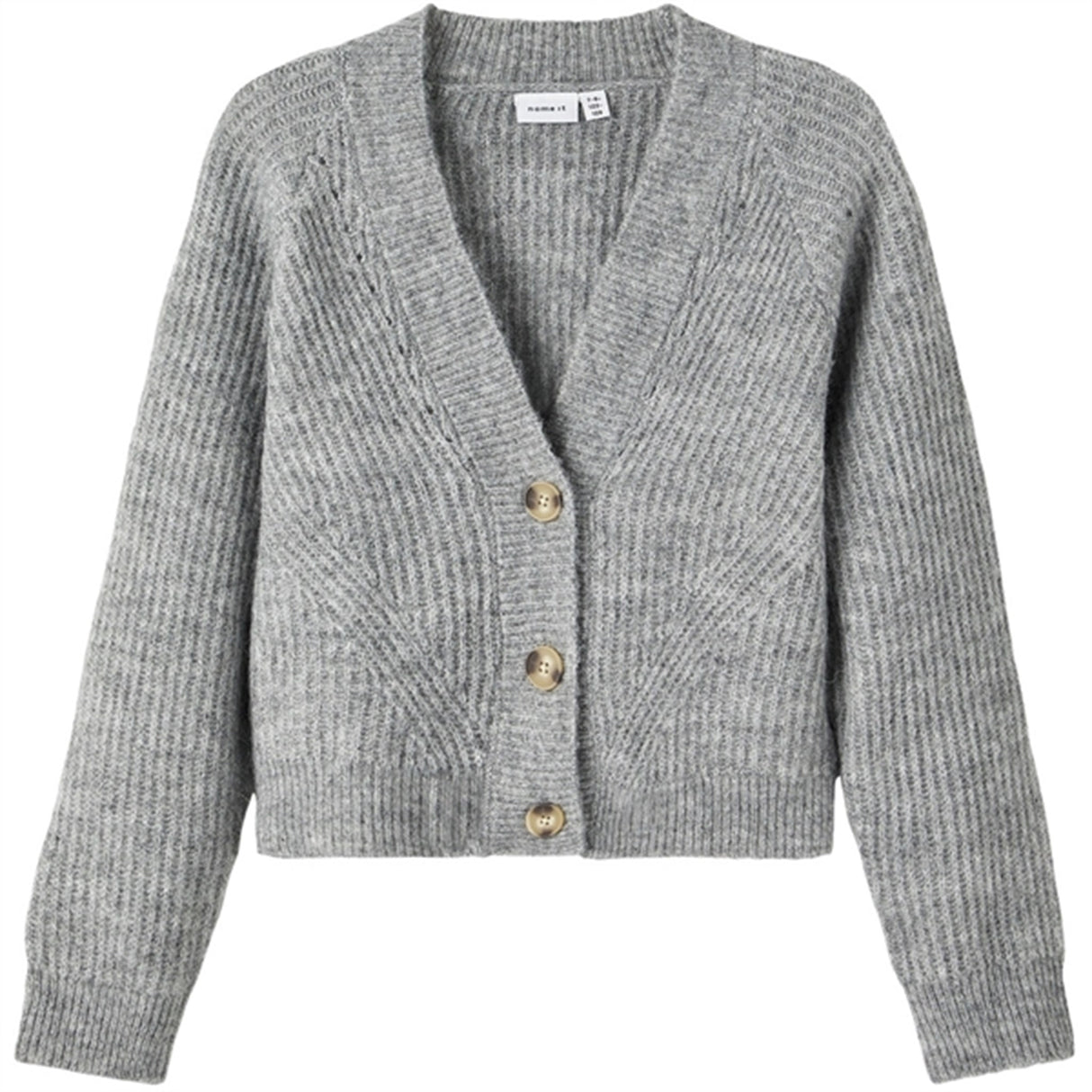 Name it Grey Melange Seranne Strikk Cardigan