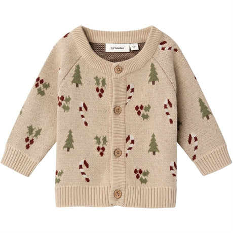 Lil'Atelier Warm Sand Melange Lamao Strikk Cardigan