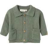 Lil'Atelier Agave Green Theo Loose Strikk Cardigan