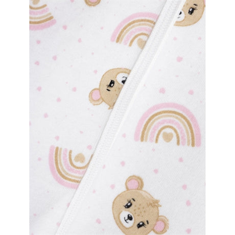 Name it Bright White Teddy Print Natt Drakt med Glidelås Noos 2