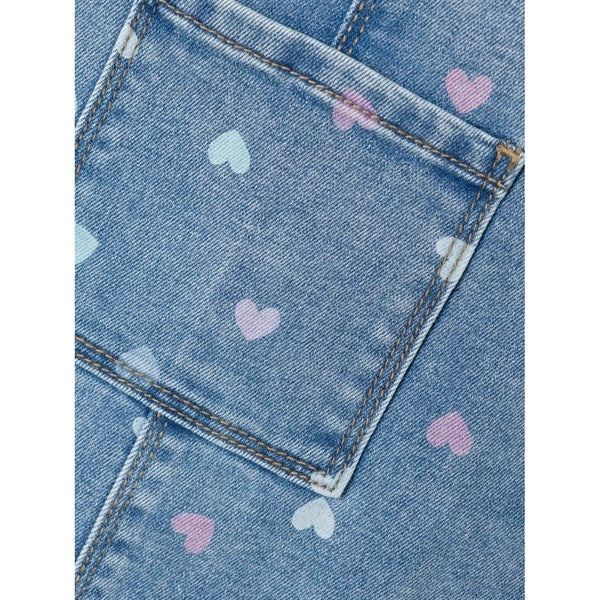 Name it Medium Blue Denim Hearts Rosa Denim Kjole 2