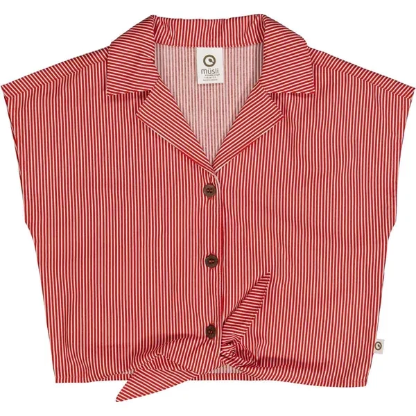 Müsli Balsam Cream/Apple Red Poplin Stripe Skjorte Topp