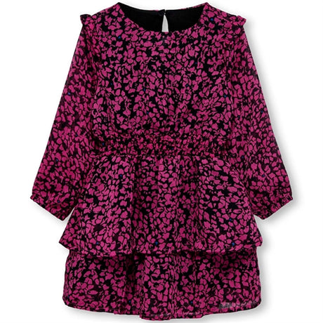 Kids ONLY MINI Black Broken Flowers Fuchsia Purple Isabella Smock Kjole