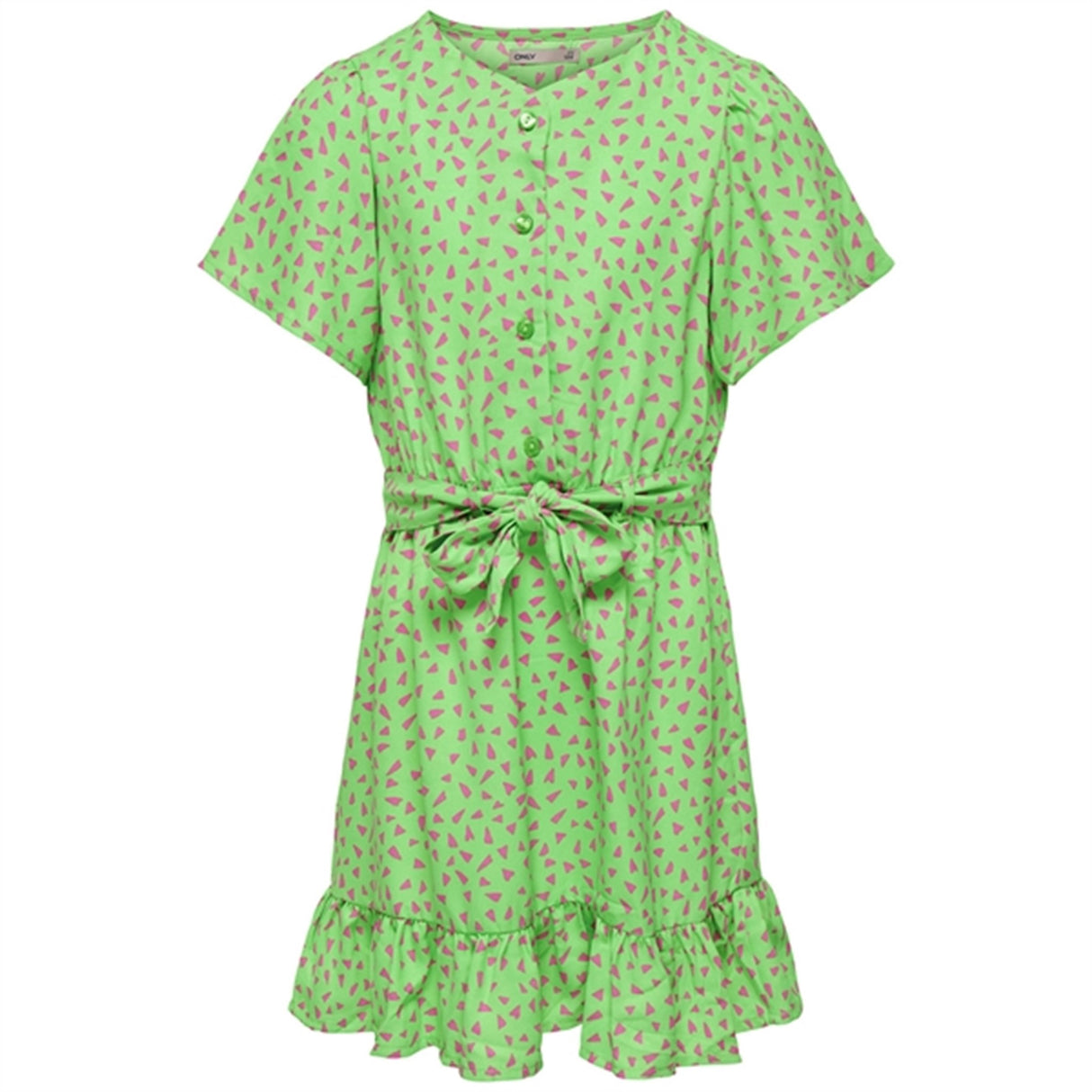 Kids ONLY Summer Green Lino AOP Belte Kjole