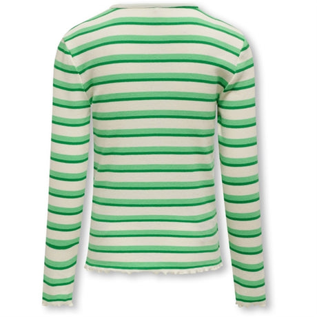 Kids ONLY Cloud Dancer Green Bee Stripes Evig Rib Genser