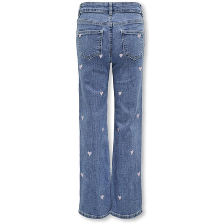 Kids ONLY Light Medium Blue Denim Juicy Wide Leg Heart Denim Jeans