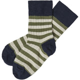 FUB Dark Navy/Olive 2-pakning Classic Striped Sokker 2