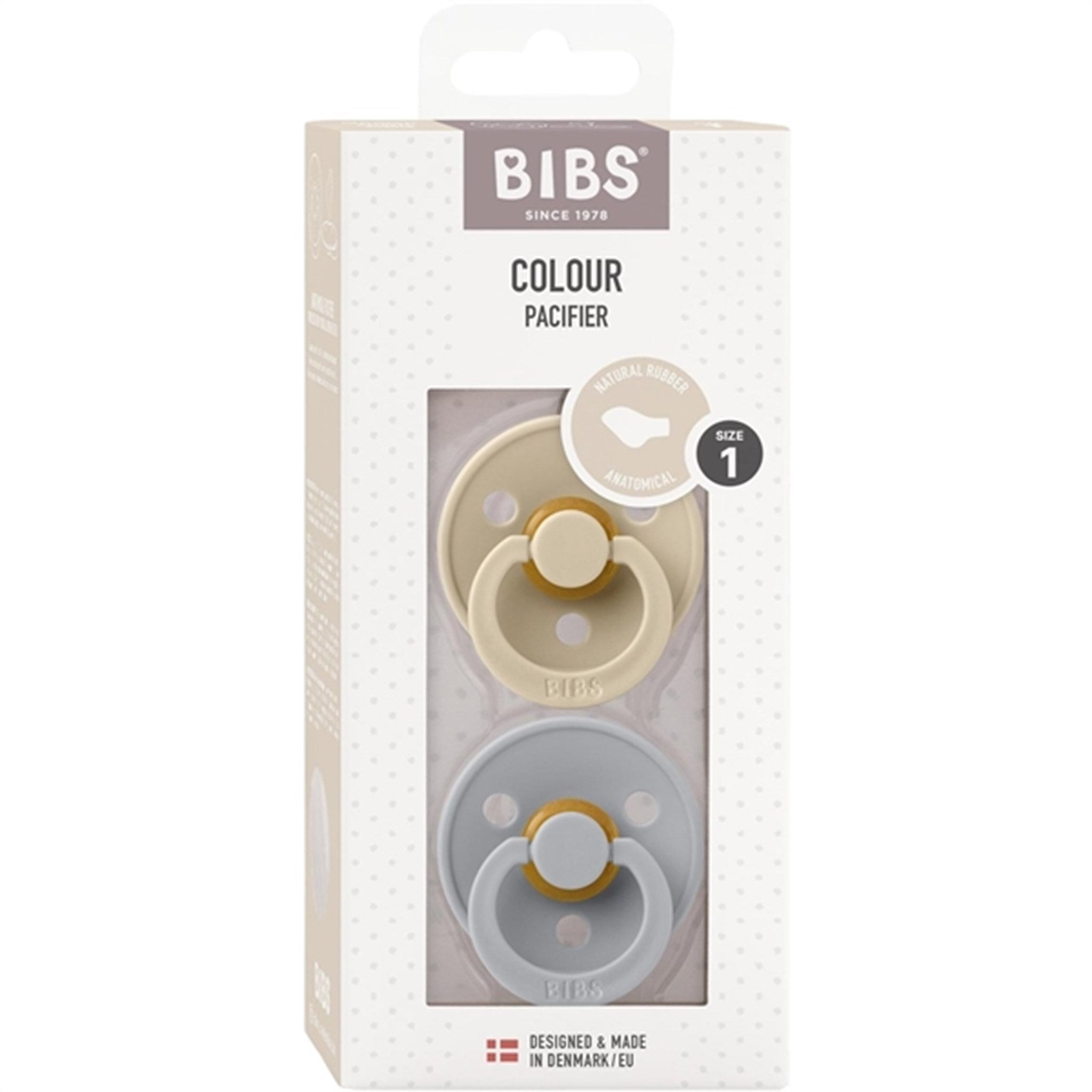 Bibs Colour Latex Anatomical Smokker 2-pakning Vanilla/Cloud 2