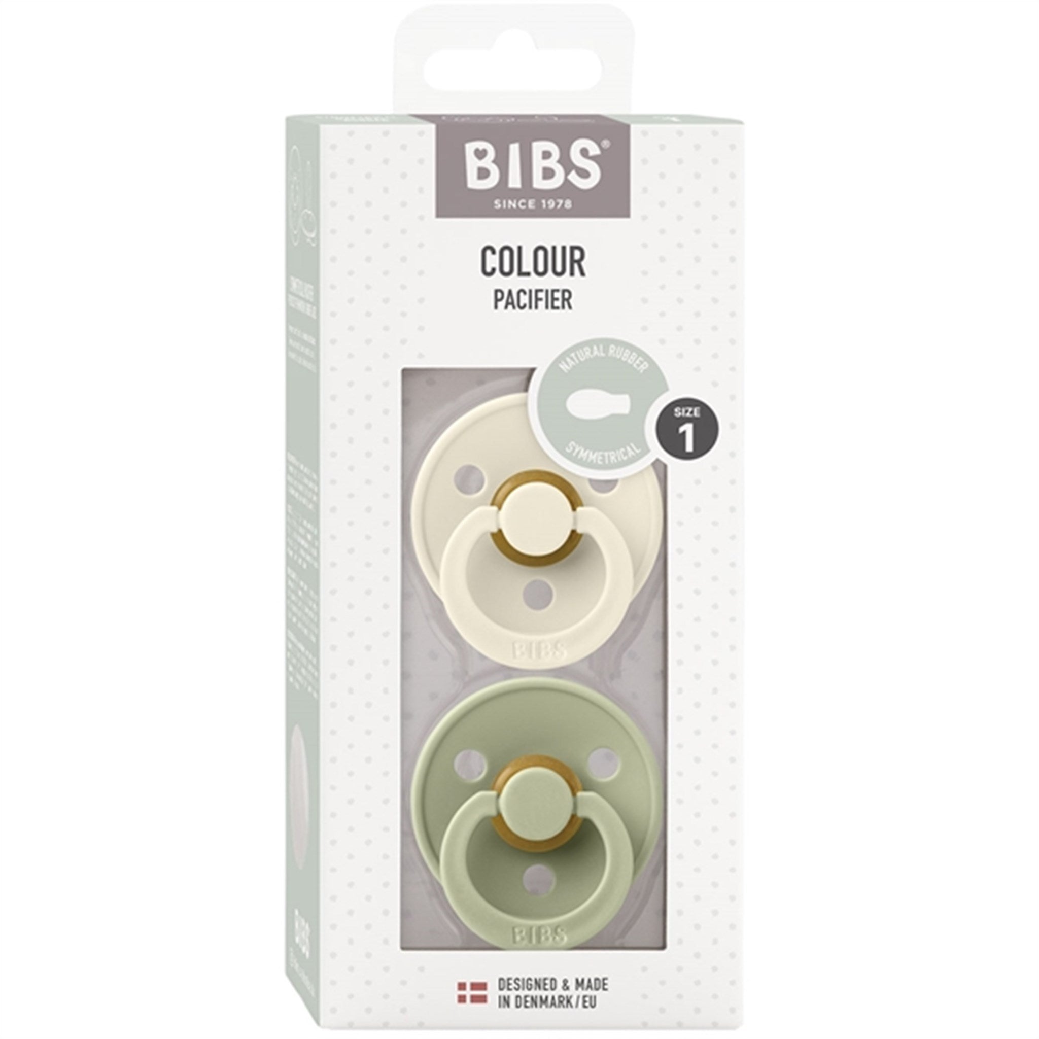 Bibs Colour Latex Symmetrical Smokker 2-pakning Ivory/Sage 2
