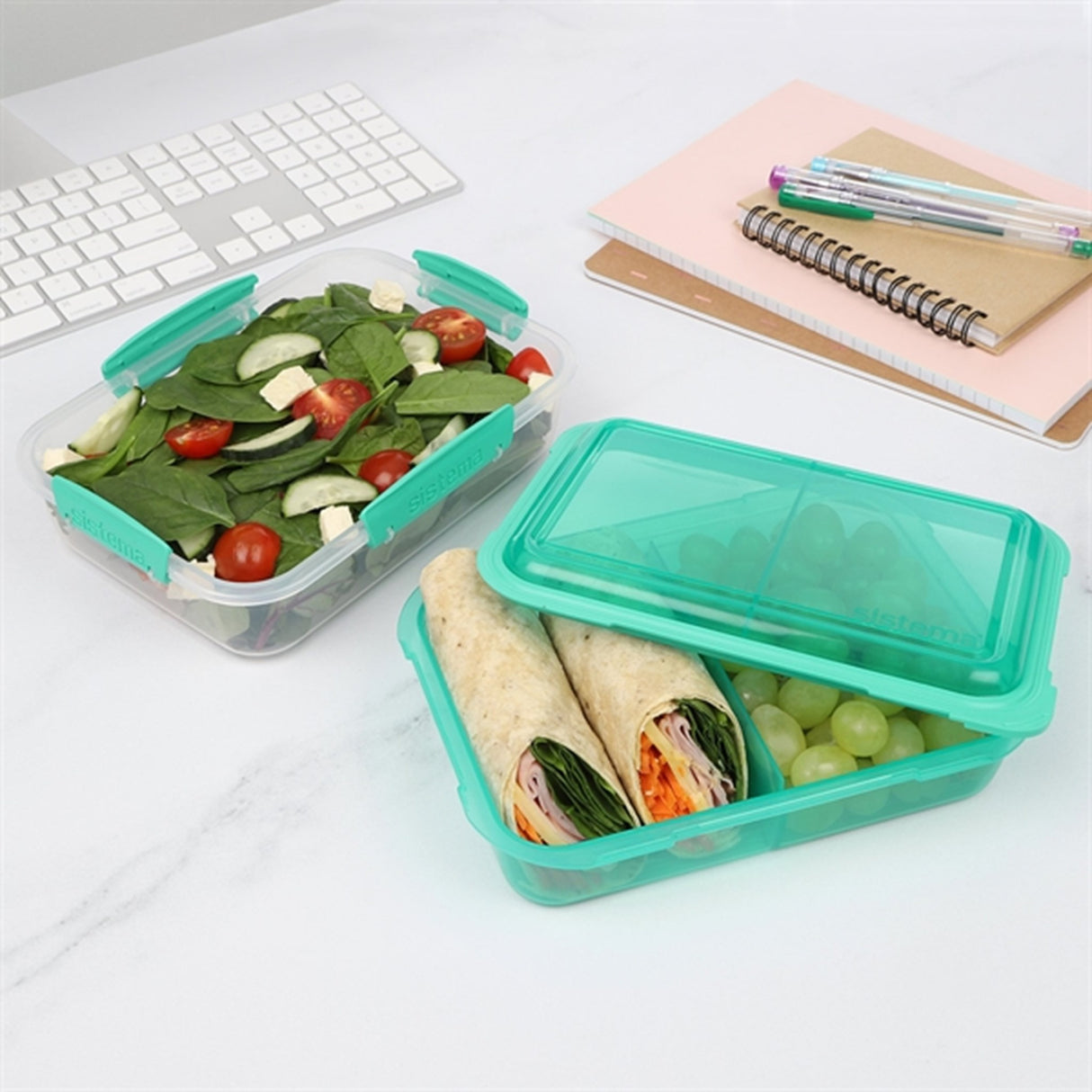 Sistema To Go Lunch Stack Rectangle Matboks 1,8 L Minty Teal