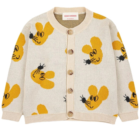 Bobo Choses Beige Mouse Cardigan AOP