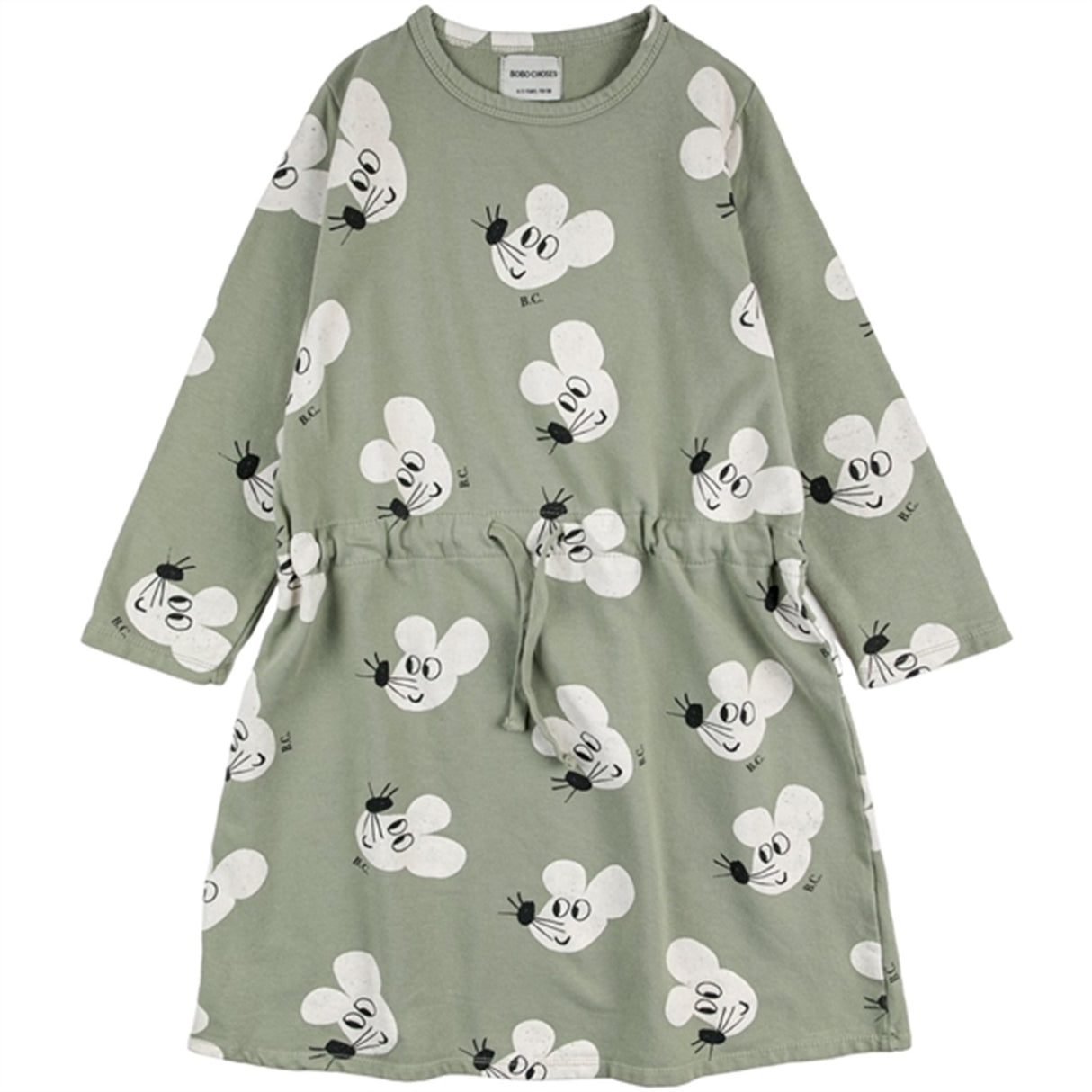 Bobo Choses Light Green Mouse Kjole AOP