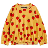 Mini Rodini Beige Strawberries Velour Aop Collegegenser