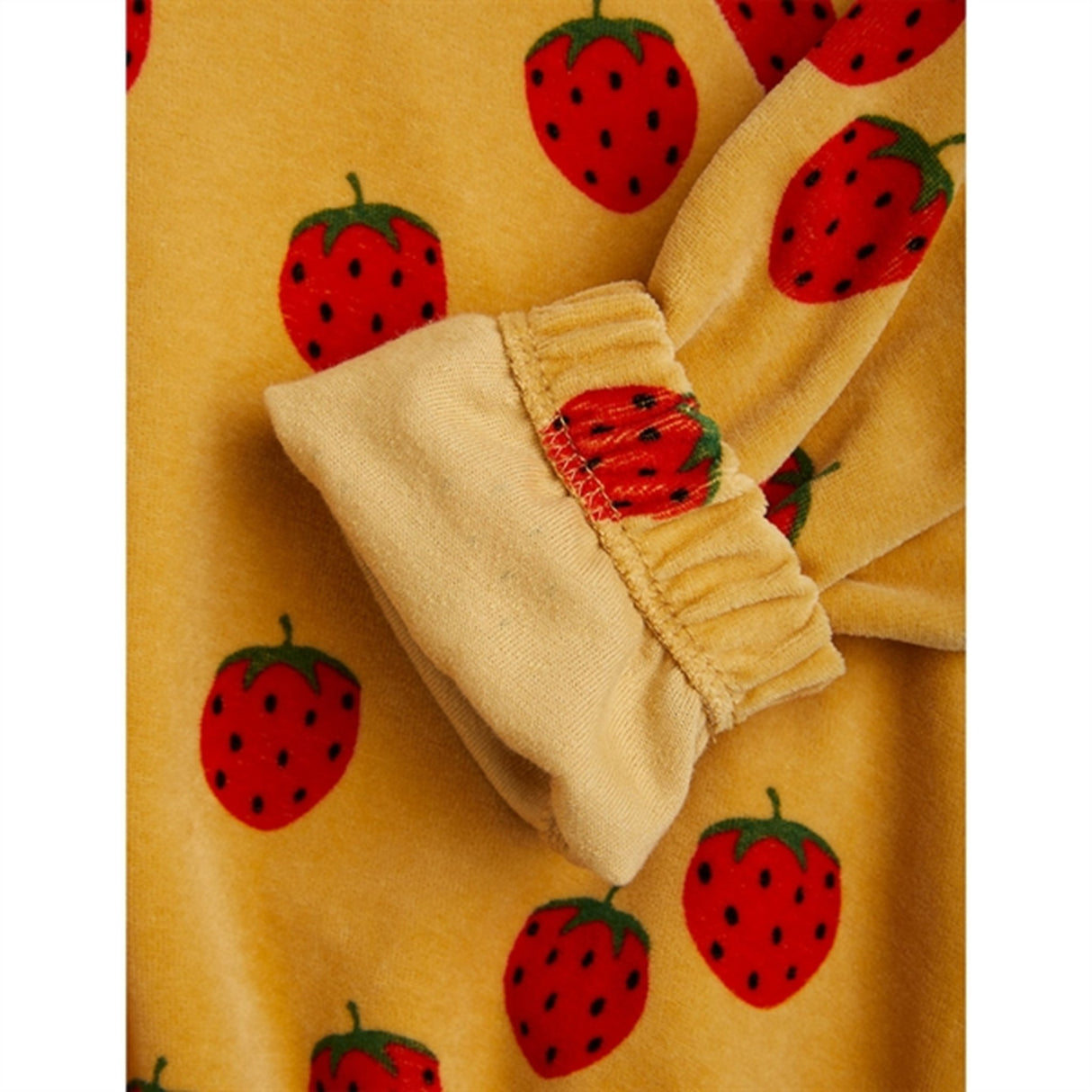 Mini Rodini Beige Strawberries Velour Aop Collegegenser 3