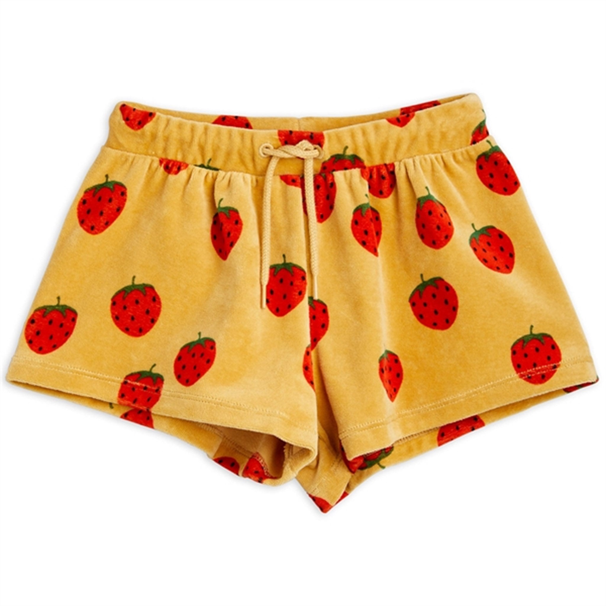 Mini Rodini Beige Strawberries Velour Aop Shorts