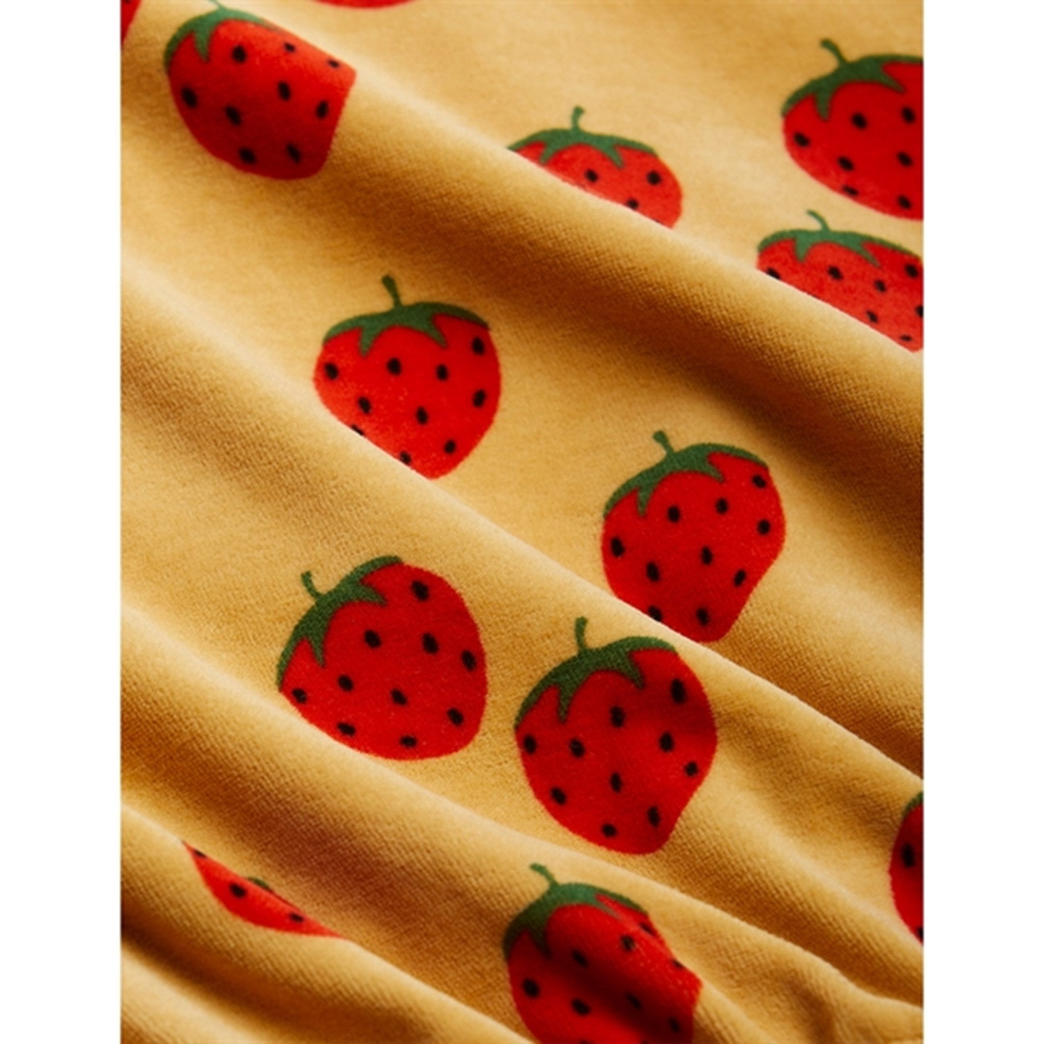 Mini Rodini Beige Strawberries Velour Aop Shorts 2