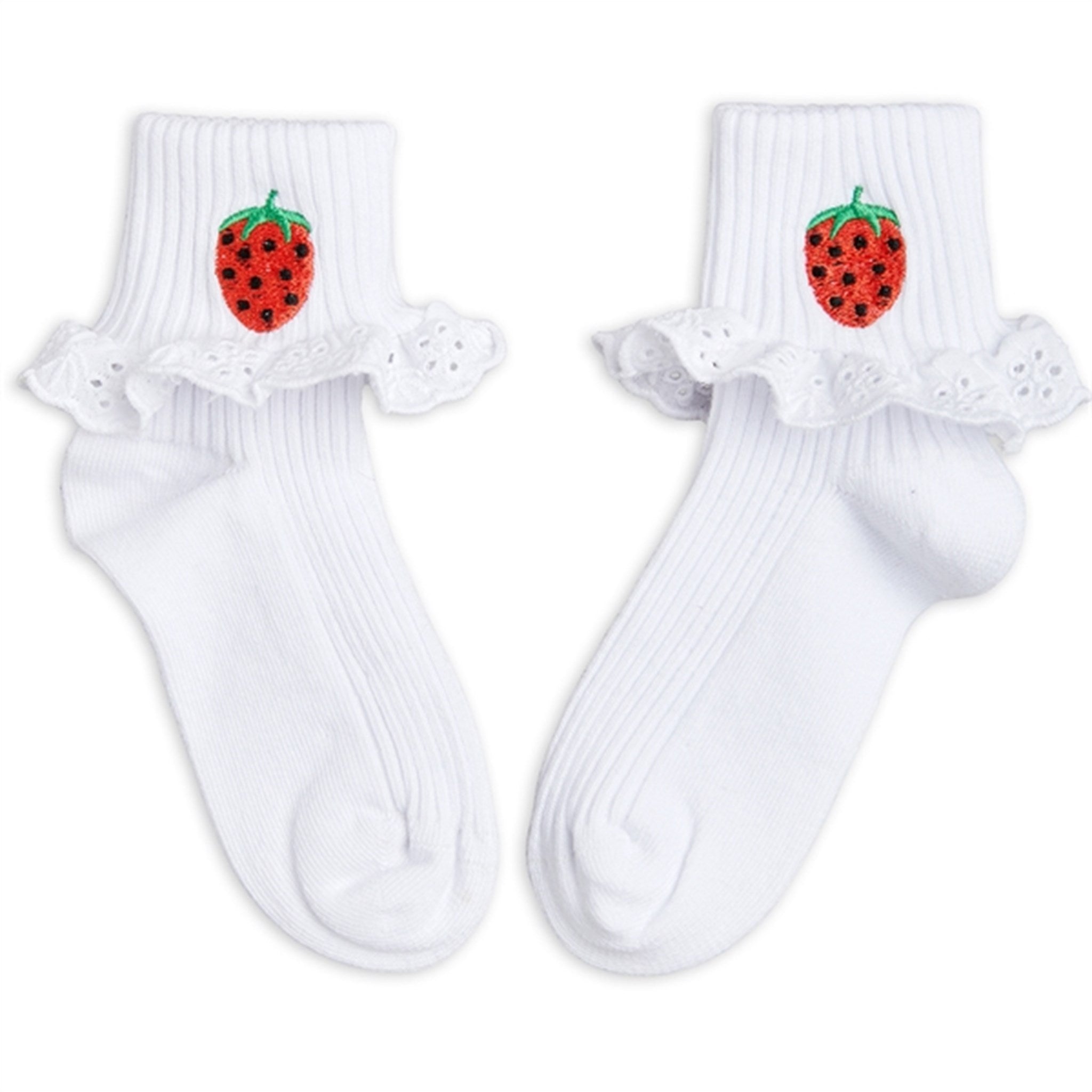 Mini Rodini White Strawberries Blonde Sokker