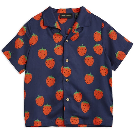 Mini Rodini Strawberries Aop Woven T-shirt Blue