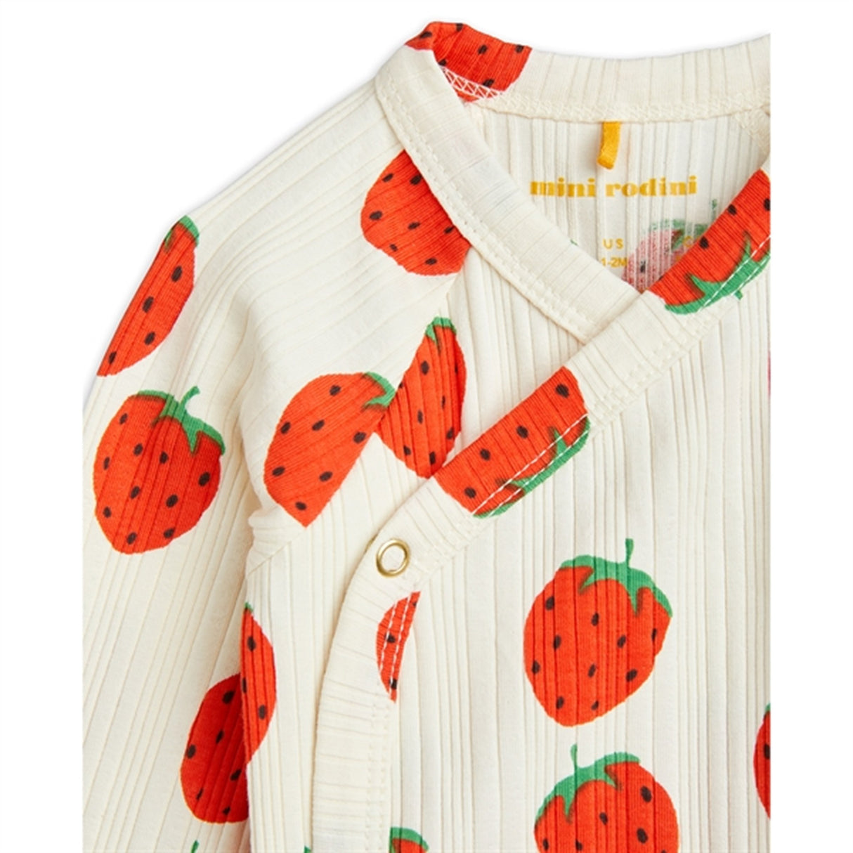 Mini Rodini Strawberries Aop Wrap Body Offwhite 4