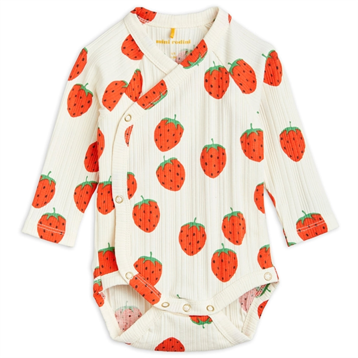 Mini Rodini Strawberries Aop Wrap Body Offwhite