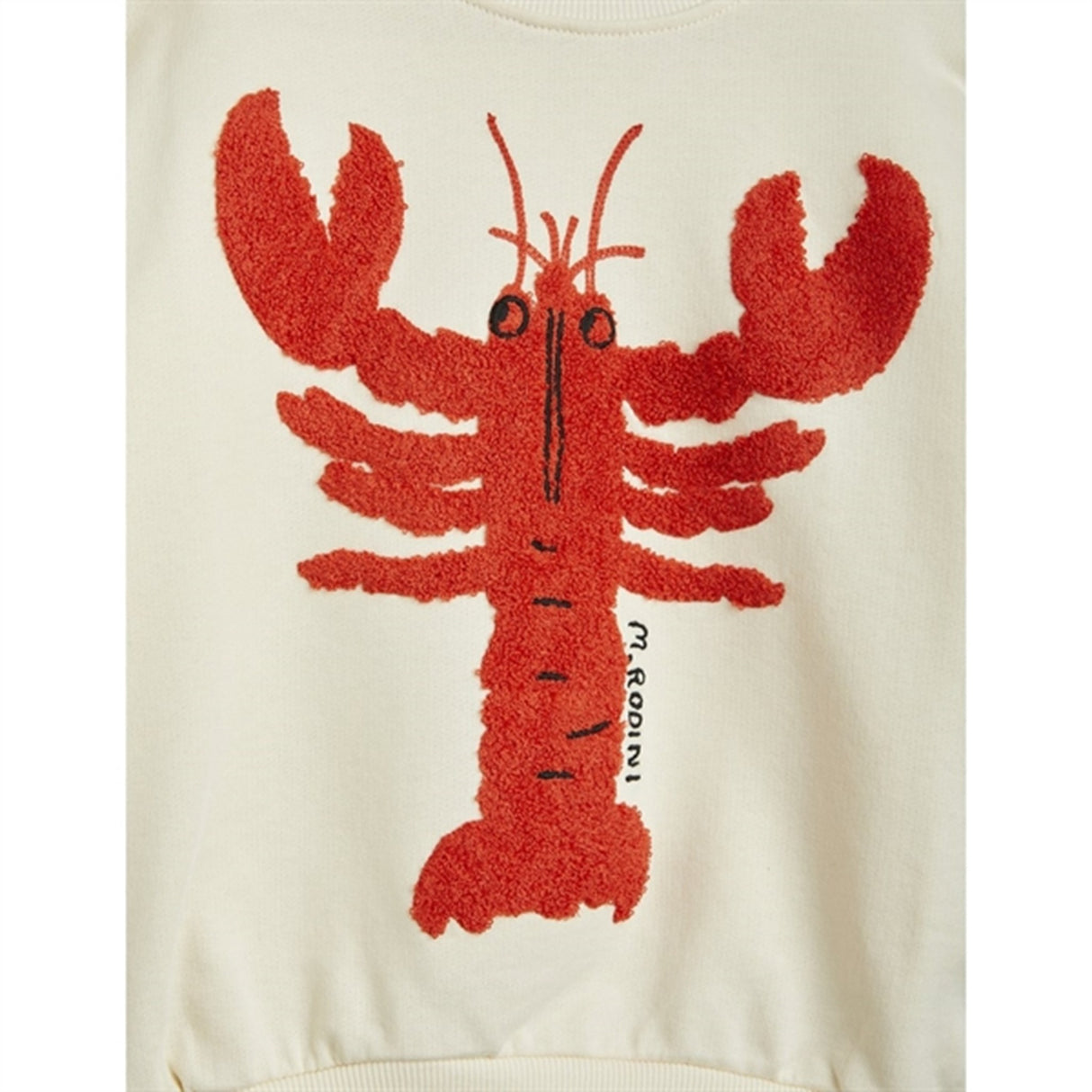 Mini Rodini Lobster Chenille Emb Collegegenser White 3