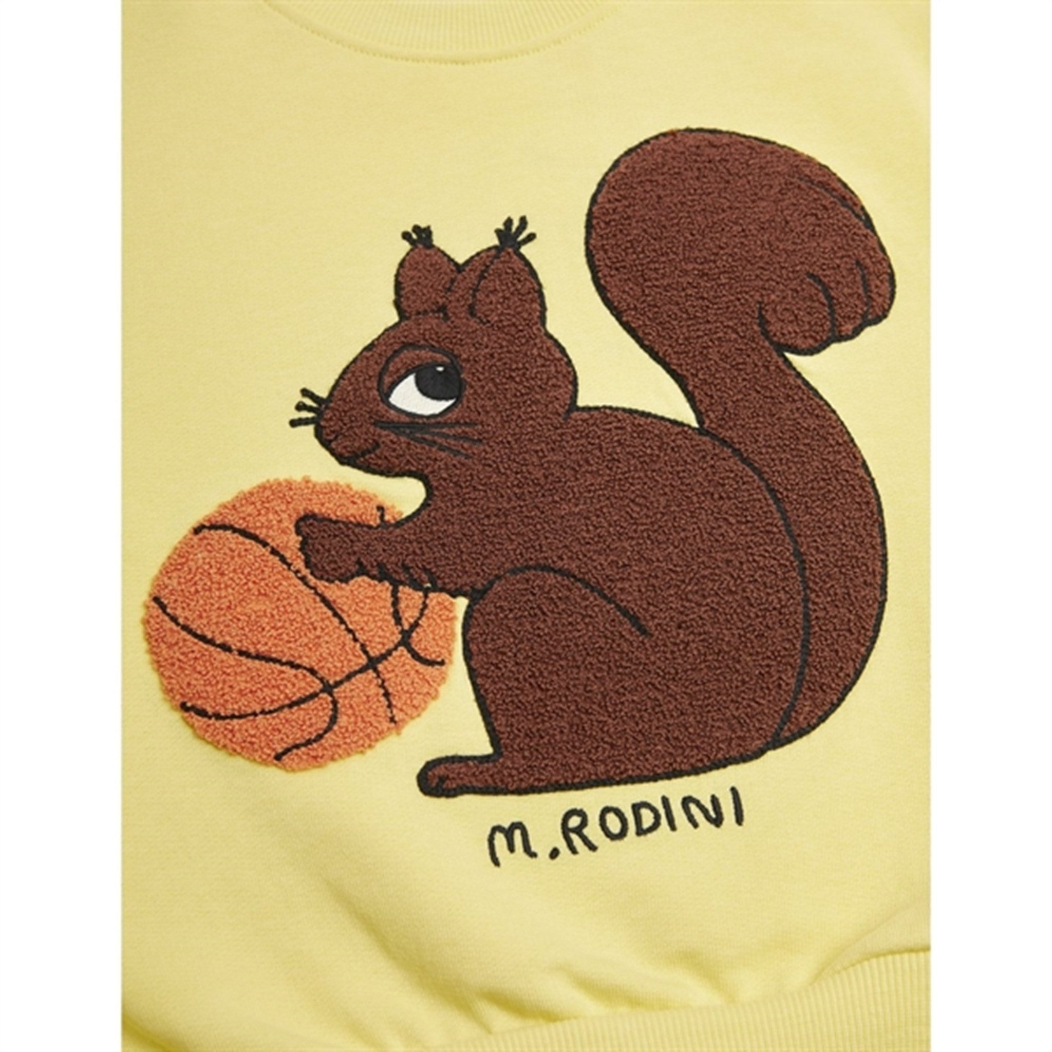 Mini Rodini Yellow Squirrel Chenille Emb Collegegenser 2