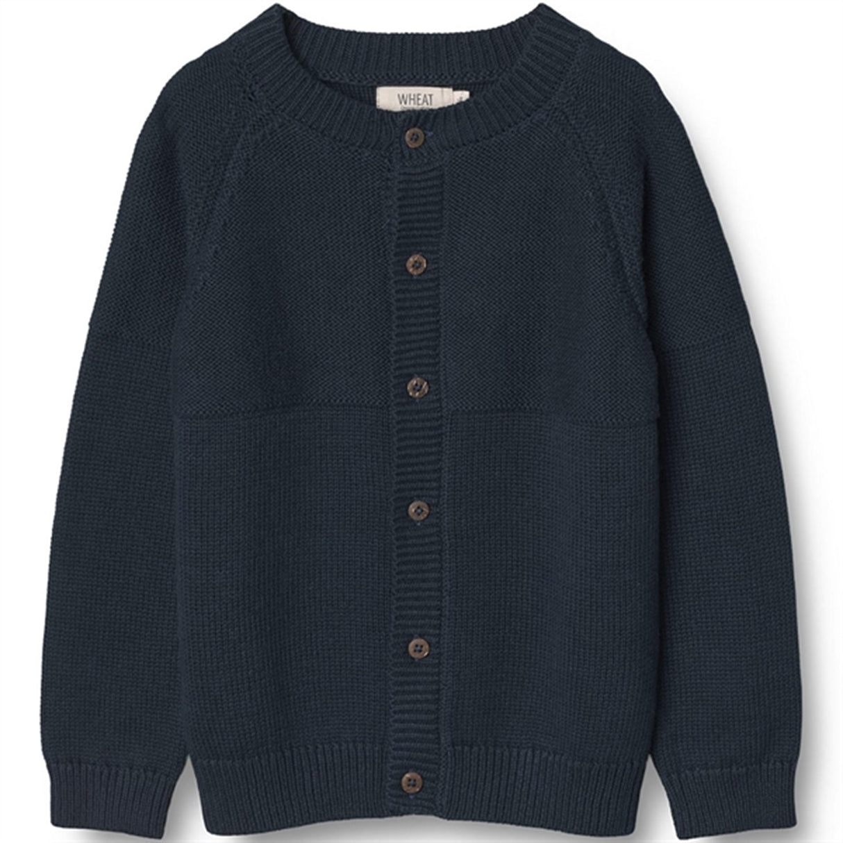 Wheat Navy Eddy Strikk Cardigan