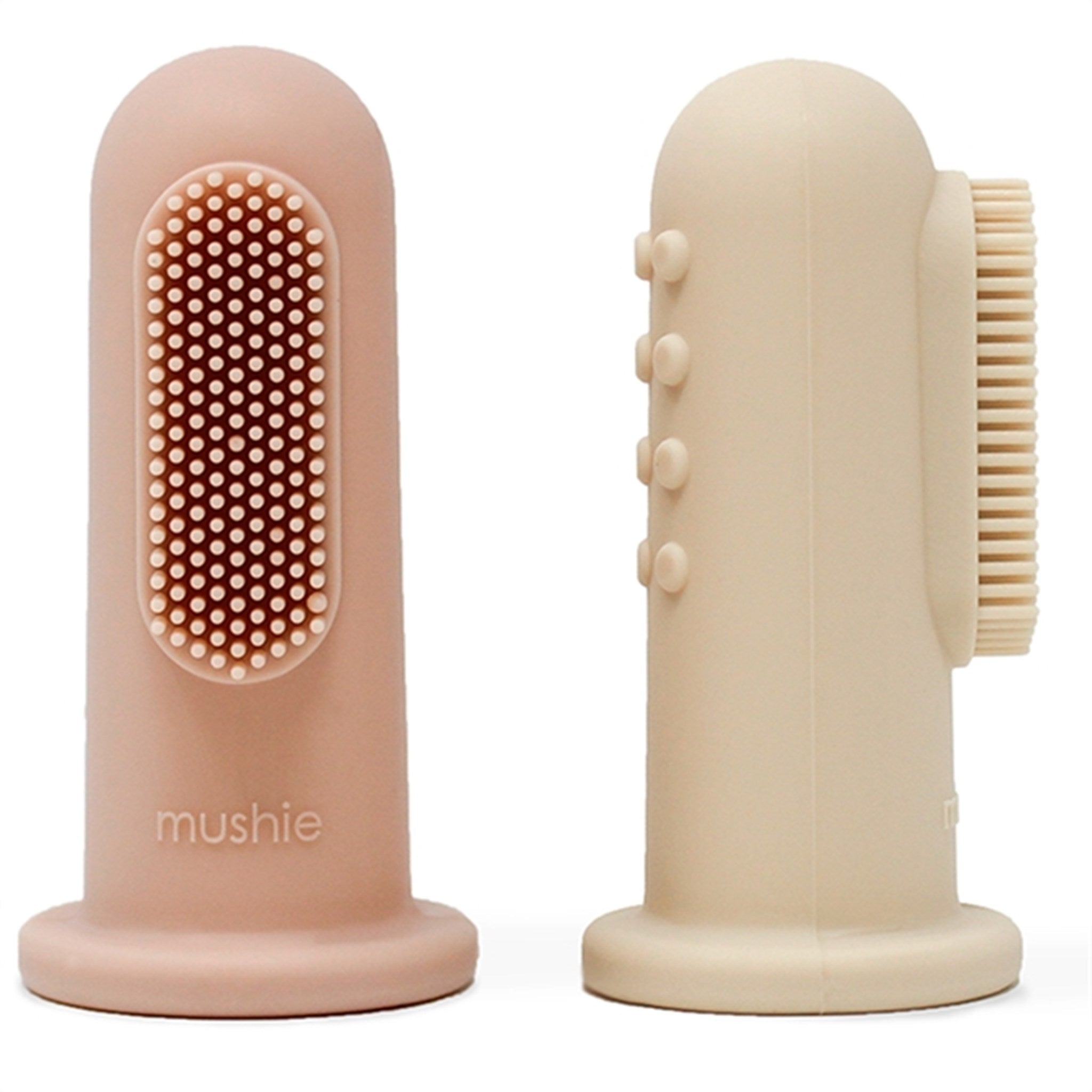 Mushie Finger Tannbørste 2-pakning Blush/Shifting Sand