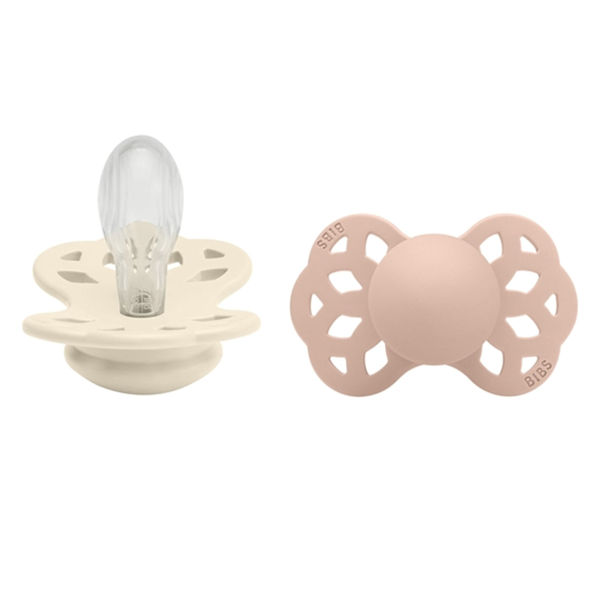 Bibs Infinity Silikon Symmetriske Smokker 2-pack Ivory/Blush