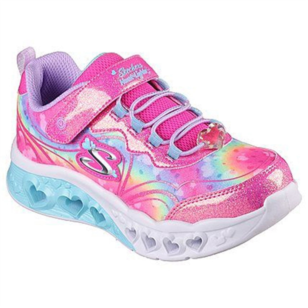 Skechers Flutter Heart Light Sneakers med Multi Glitter Hot Pink Lavendel