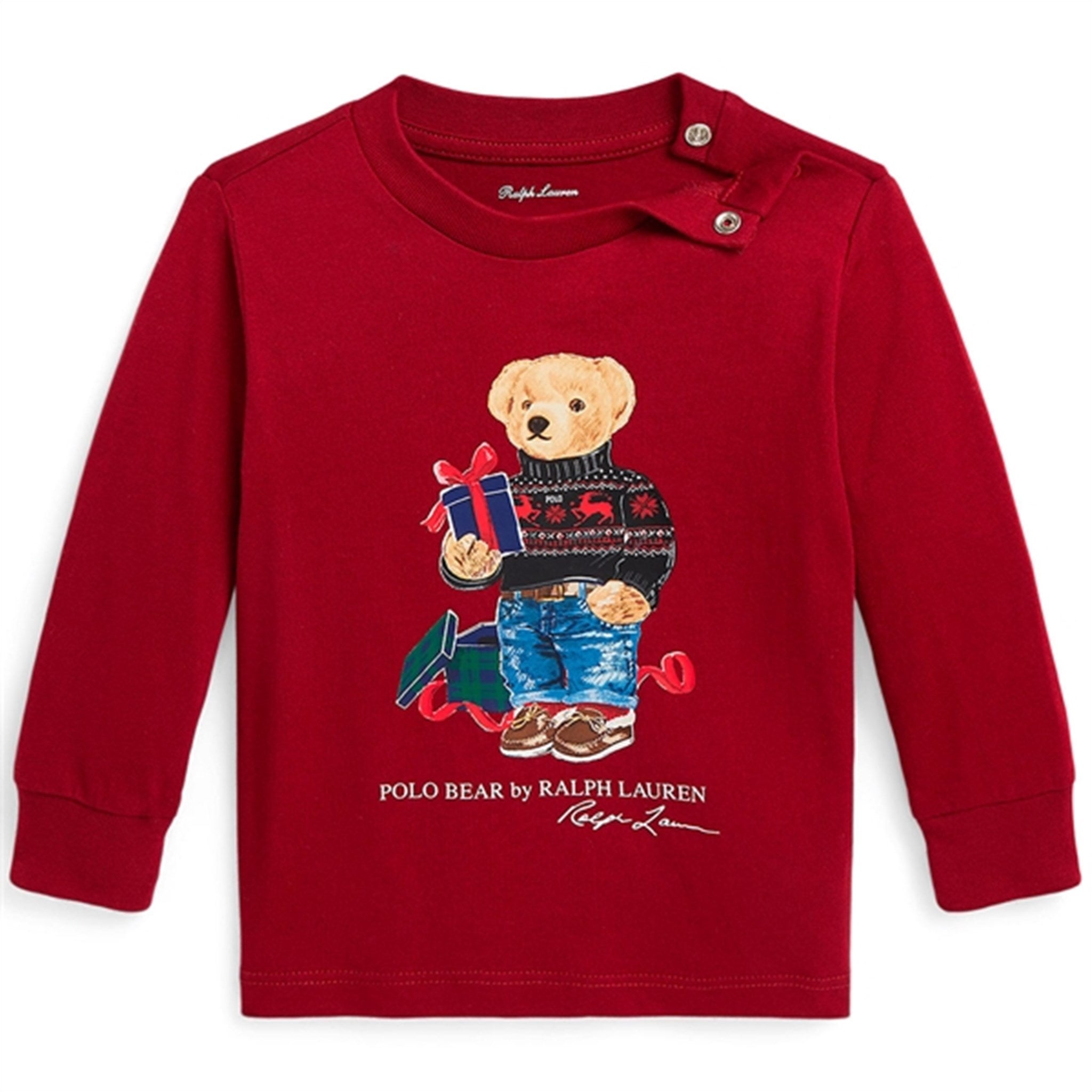 Ralph Lauren Baby Genser Fa23 Holiday Red Gift Bear
