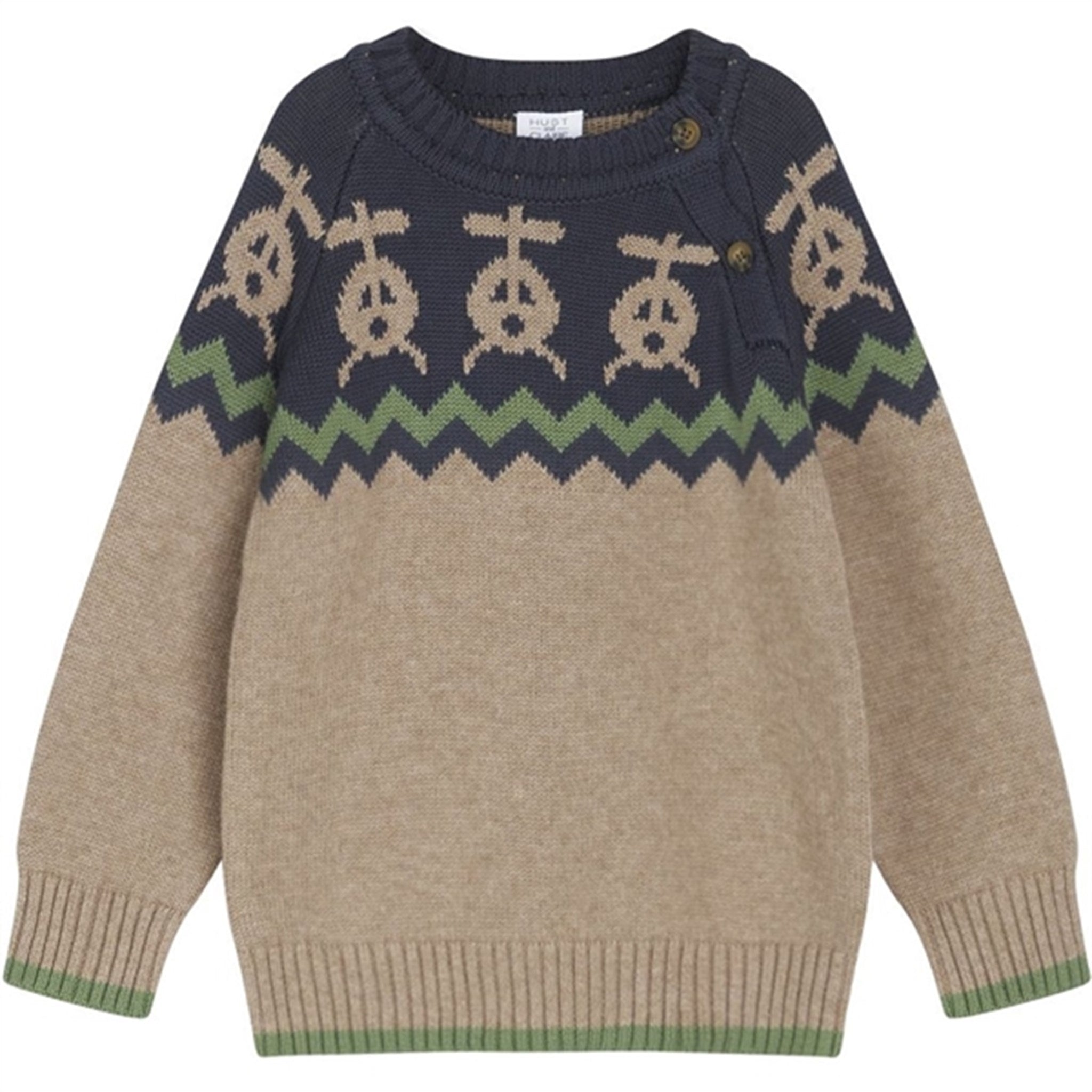 Hust & Claire Mini Deer Brown Melange Porter Strikk Sweater
