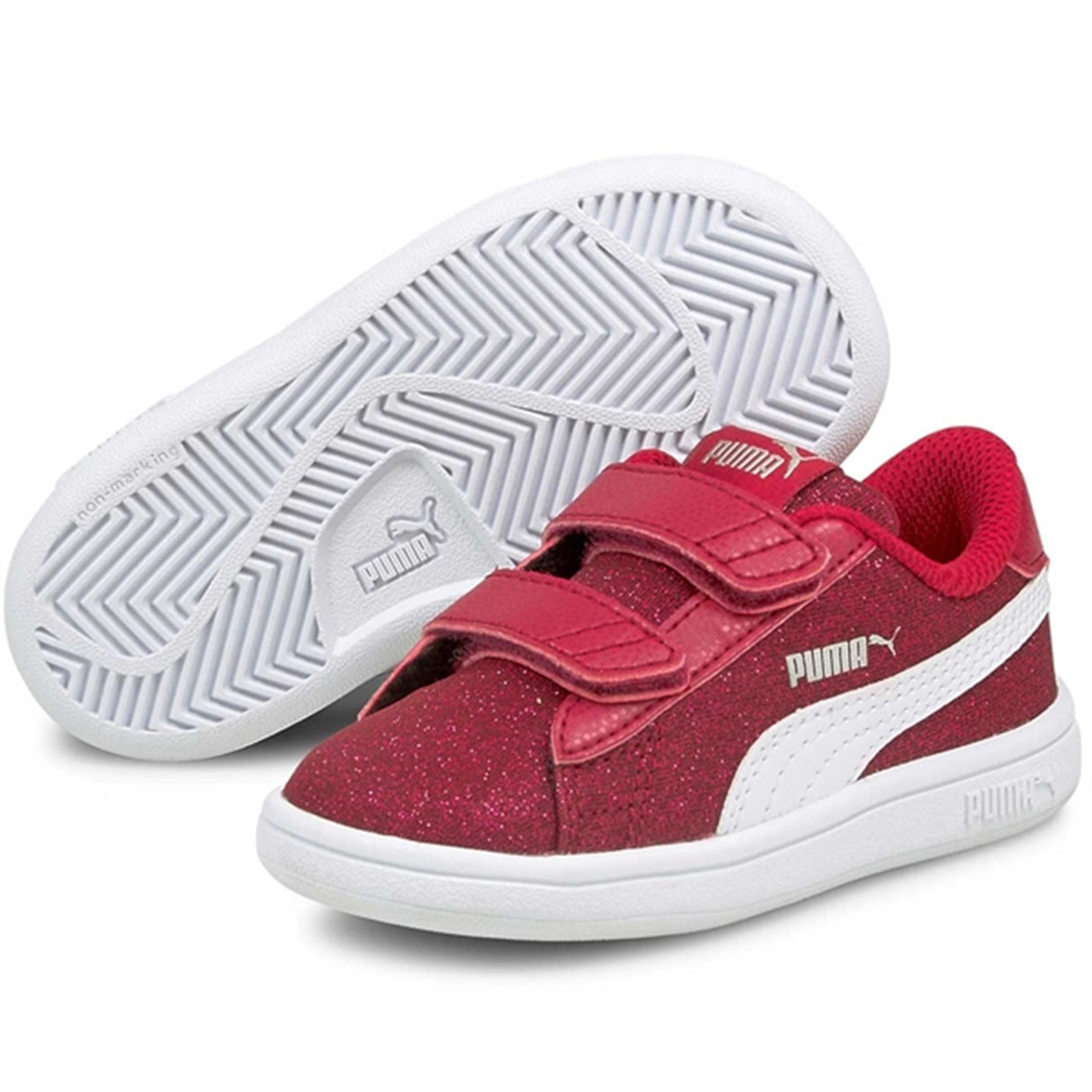 Puma Smash V2 Glitz GlamV Persian Red White Sneakers
