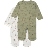 Pippi Natt Drakt med knapper 2-pakning Deep Lichen Green